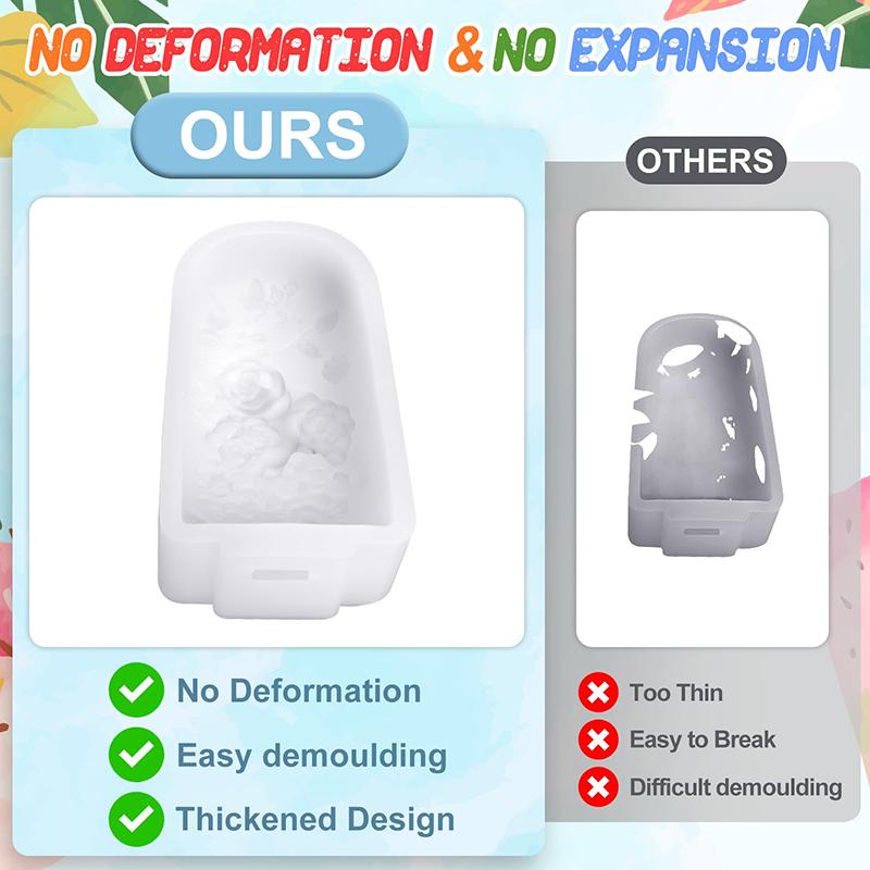 

Набор из 3 форм для мороженого в виде распускающегося цветка, силиконовые формы для эскимо для домашних замороженных угощений зелёный