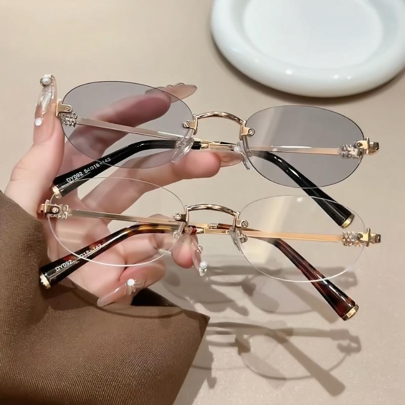 Simplicity Fashionable Oval Frameless UV400 Sunglasses Advanced Durable and Comfortable Street Photography Shades Glasses
