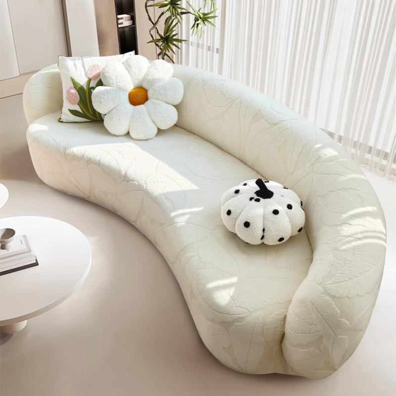

Shaped Sofa Protector Stretch Semi-Circular Curved Couch Cover Soft Leaves Sectional Jacquard Sofa Slipcover for Living Room XL-235-300cm