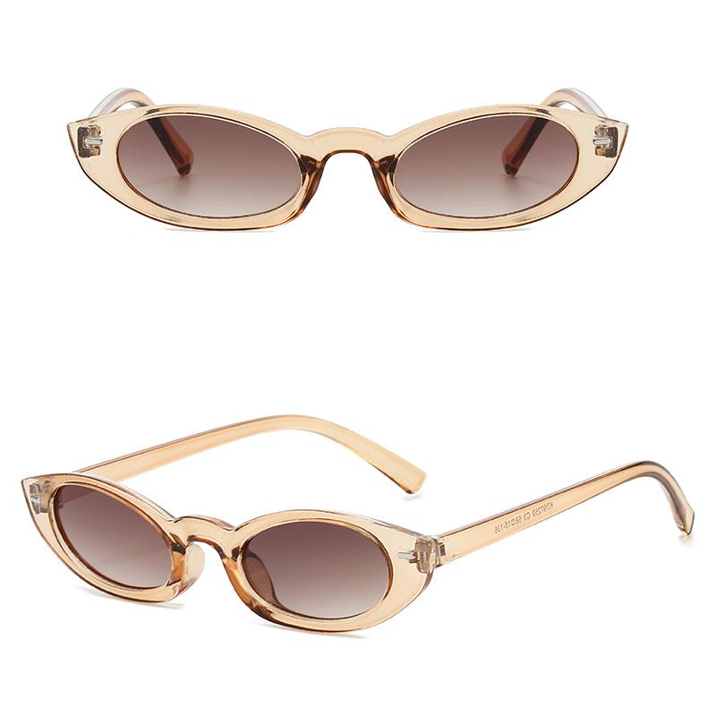 Retro Oval Cat-Eye Sunglasses – Vintage 90s Narrow Frame UV400 Fashion Eyewear for Women & Men
