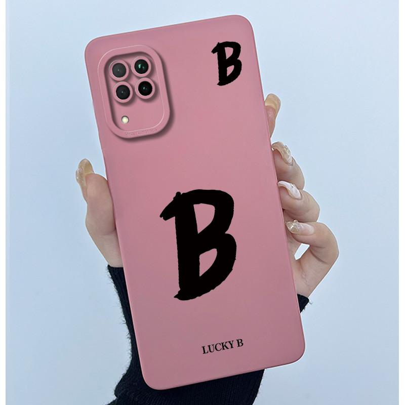 For Huawei Nova 7i Case Cover Lucky Initial Letter Liquid Soft Silicone Phone Bumper for Huawei P40 Lite Nova7i JNY-LX2 Casing