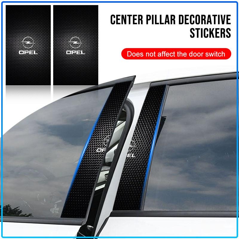 2Pc Car Center Pillar Badge Anti-scratch Protector Films Stickers For Opel crosa d astra h insignia astra j zafira b mokkaastra vivaro astra g
