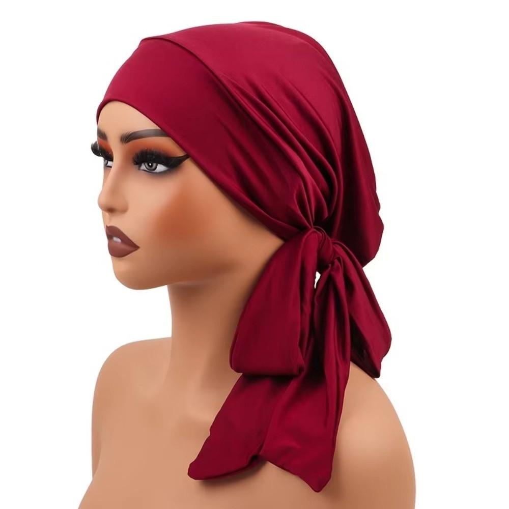 Comfortable Breathable Base Cap Solid Color Hijab Cap New Headscarf Hat  for Muslim Women