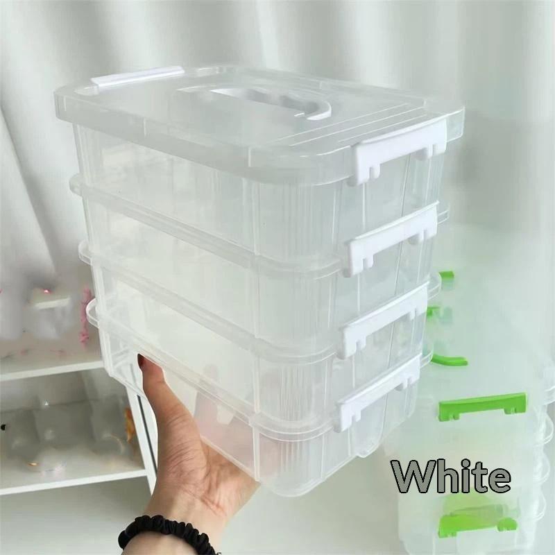 4-Schichtige Transparente Kunststoff-Aufbewahrungsbox Abdeckung Unterteilte Schubladen-Aufbewahrungsbox Baustein-Aufbewahrungsbox Tragbare Aufbewahrungsbox