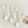 3Pairs/Set White Floral Baby Girls Socks Summer Breathable Mesh Knee High Sock Korean Kids Princess Ruffle Long Socks
