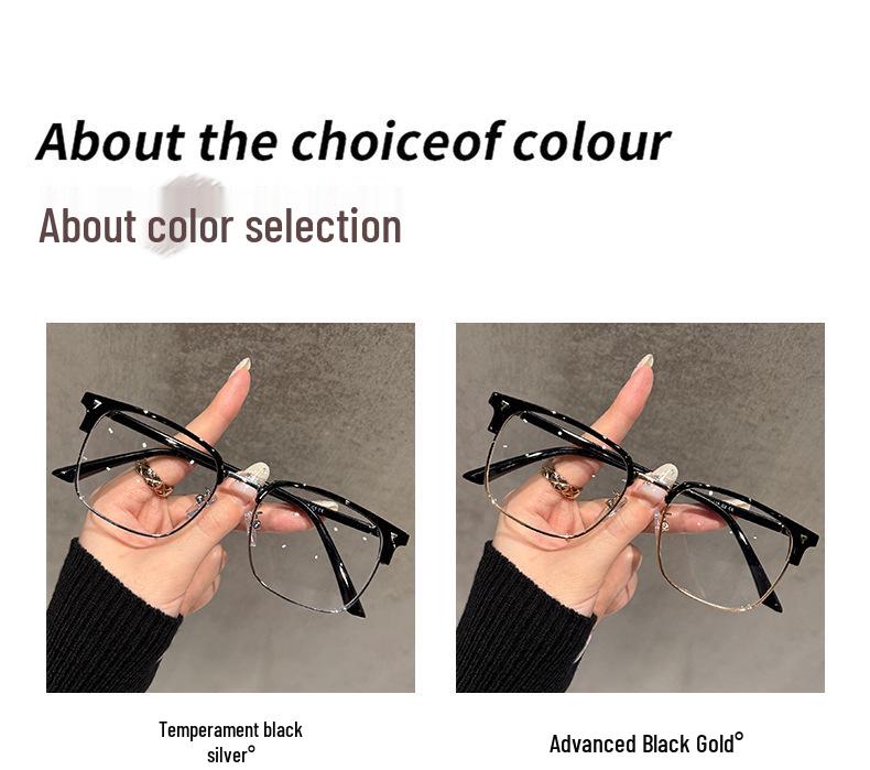 Retro Browline Anti-Blue Light Glasses - Half-Rim Frame for Men & Women, Prescription Compatible