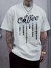 Casual Crew Neck T-shirt with Coffee & Religious Typography Print