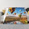 Colourful Hot Air Balloon Flannel Throw Blanket King Queen Size for Sofa Couch Bed Blanket Super Soft Lightweight Warm Blanket