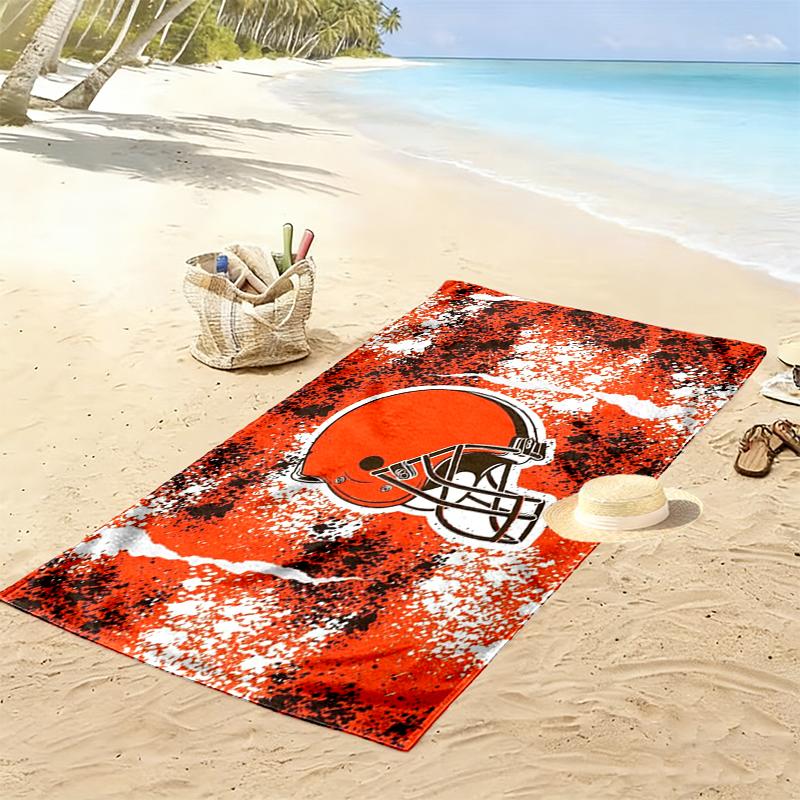 Cleveland Browns Print Beach Towel, Large Soft Quick Dry Towel for Beach Camping Swimming