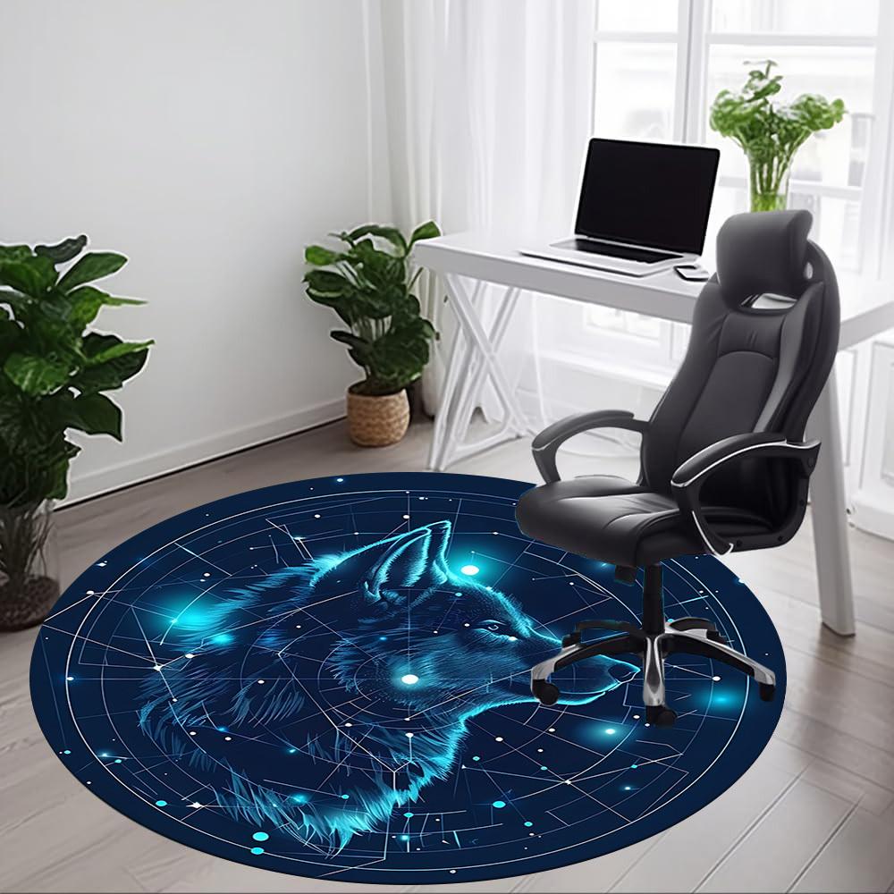 1pc Wolf Constellation Office Round Area Rug, Under Office Chairs Bedroom Living Room Home Decor, Room Deco