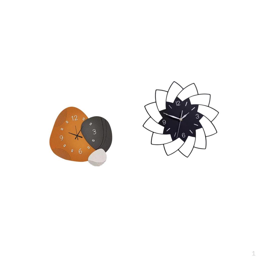 Modern Acrylic Wall Clock Flower Shaped Decorative Hanging Ornament Simple Wood Bedroom Bathroom