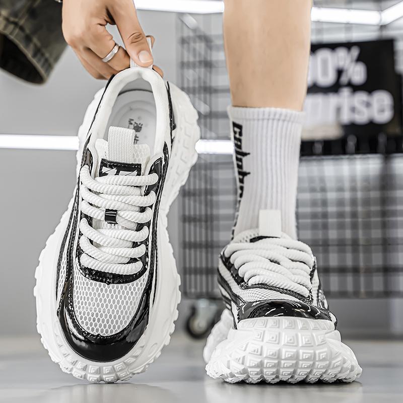 Trendige neue Vier-Jahreszeiten-Herrenschuhe mit dicker Sohle und erhöhtem Mesh-Innenfutter, Freizeitschuh für Spaziergänge im Freien, Laufschuh, abriebfest