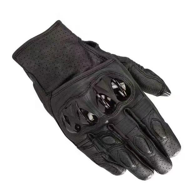 All-finger gloves outdoor sports touch screen anti-drop non-slip breathable leather gloves M чёрный