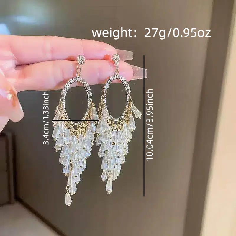 New Fashionable Design Earrings, Simple and Shiny Temperament, Long Fringed Earrings, Light Luxury High-end Earrings