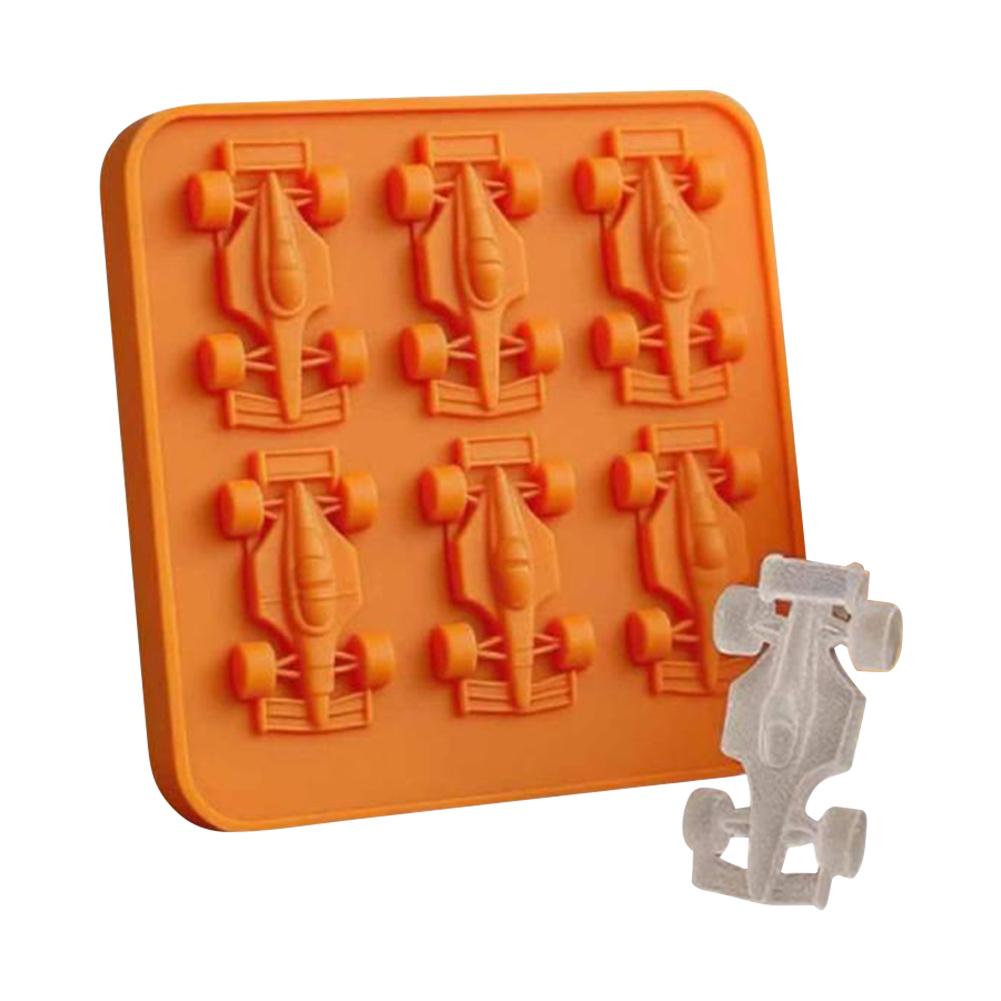 3D Rennwagen Eisform mit 6-Mulden Backform Tablett DIY Backwerkzeug für Kinder Schokoladenkuchen Dessert Süßigkeiten Gebäck