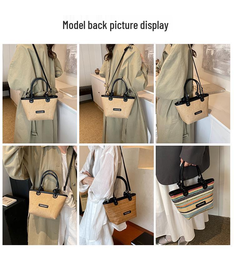 French Pastoral Style Women's Woven Straw Basket Bag - 2024 Retro Casual Mori Handbag