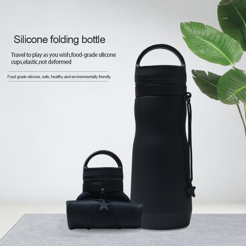 750ML Collapsible Water Bottle, Reuseable BPA Free Silicone Foldable Bottles Portable Hiking Cup For Outdoor Mountaineering Tour