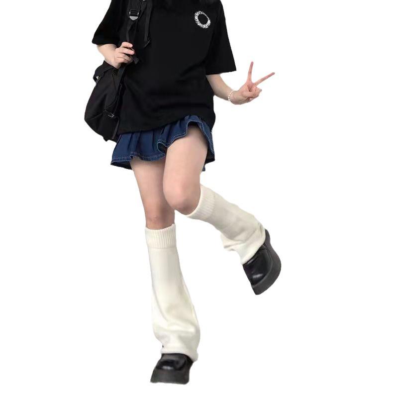 Japanese JK Style Women's Flare Mid-Calf Knitted Leg Warmers