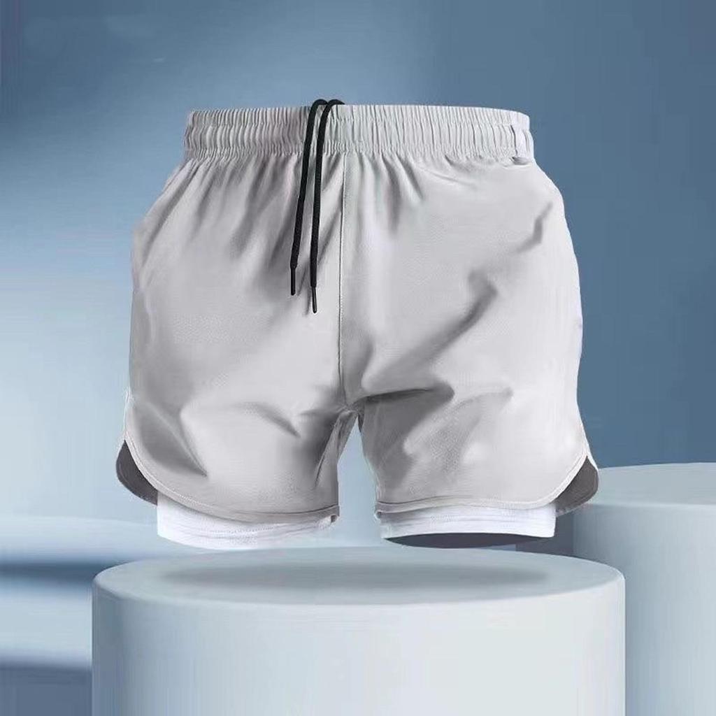 Men's Quick-Drying Three-Quarter Running Shorts with Inner Lining - American Style Fitness Pants