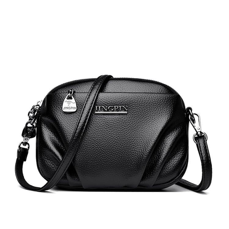 Lychee Pattern Soft Leather Messenger Bag Female