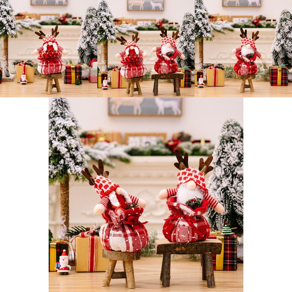 Christmas Kids Delightful Decoration With Reindeer Antlers Gift Bag And Playful Plushie Rudolph