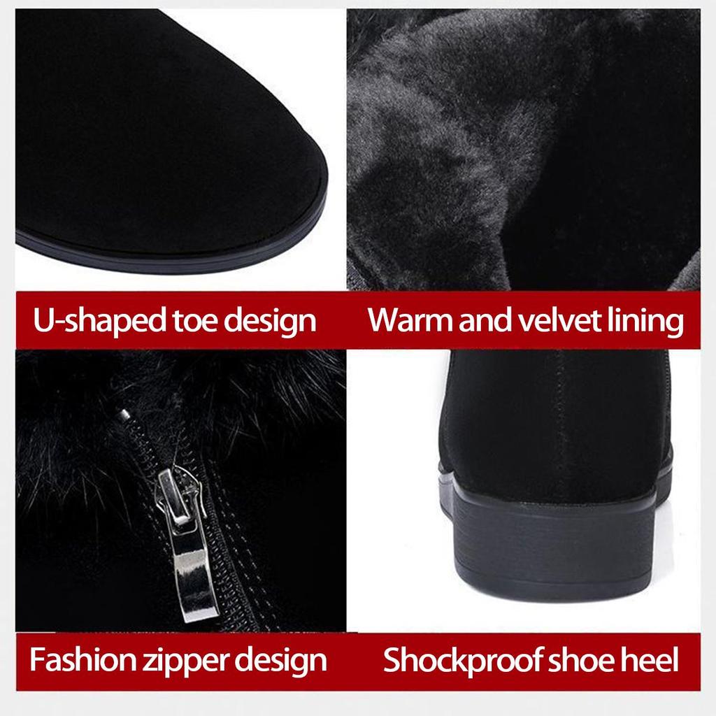 ქალის ზამთრის თოვლის ბოტები - სქელი ბამბის უგულებელყოფა, ბრტყელი ძირი, პლიუს ხავერდი, დიდი ზომა, თბილი და კომფორტული მოკლე ბოტები.