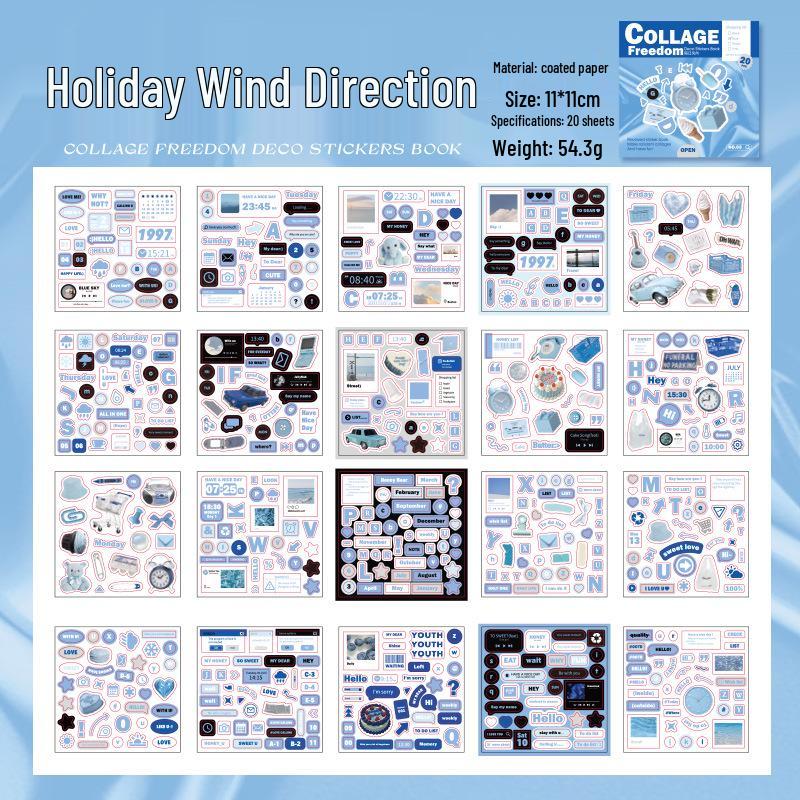 

Книга наклеек Юй Сянь: 4 стиля, 20 листов/упаковка для DIY журналов и коллажей