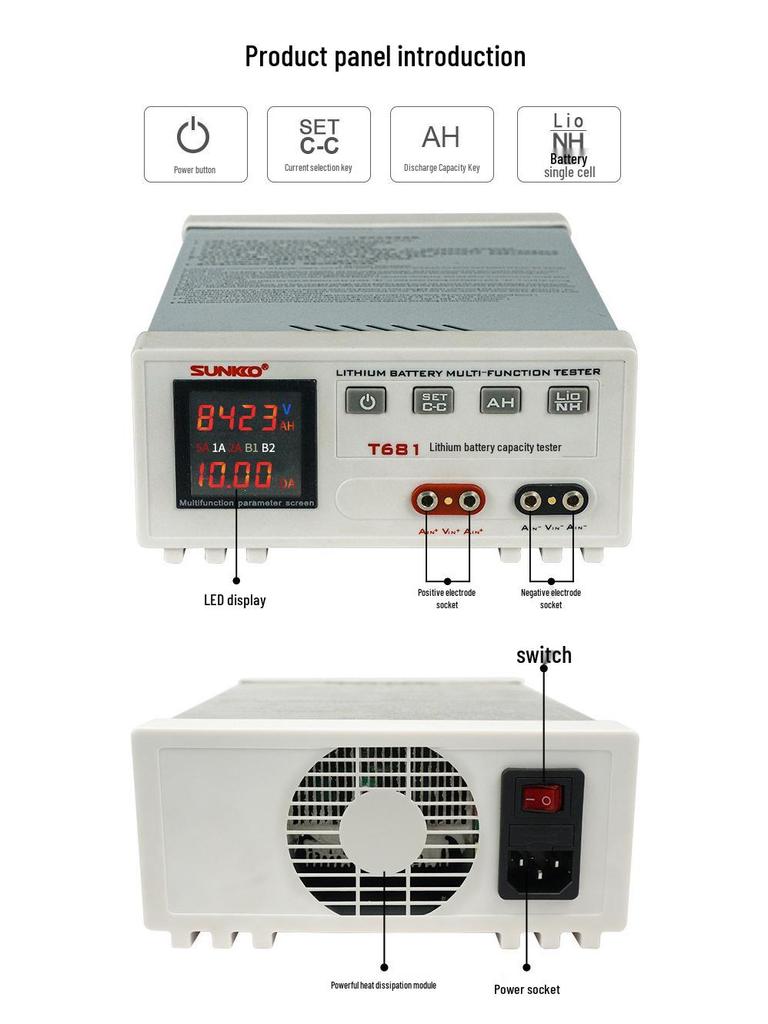 T-681 Lithium Battery Tester for 18650, 84V Voltage & Ternary Lithium Iron Phosphate Discharge Detection.