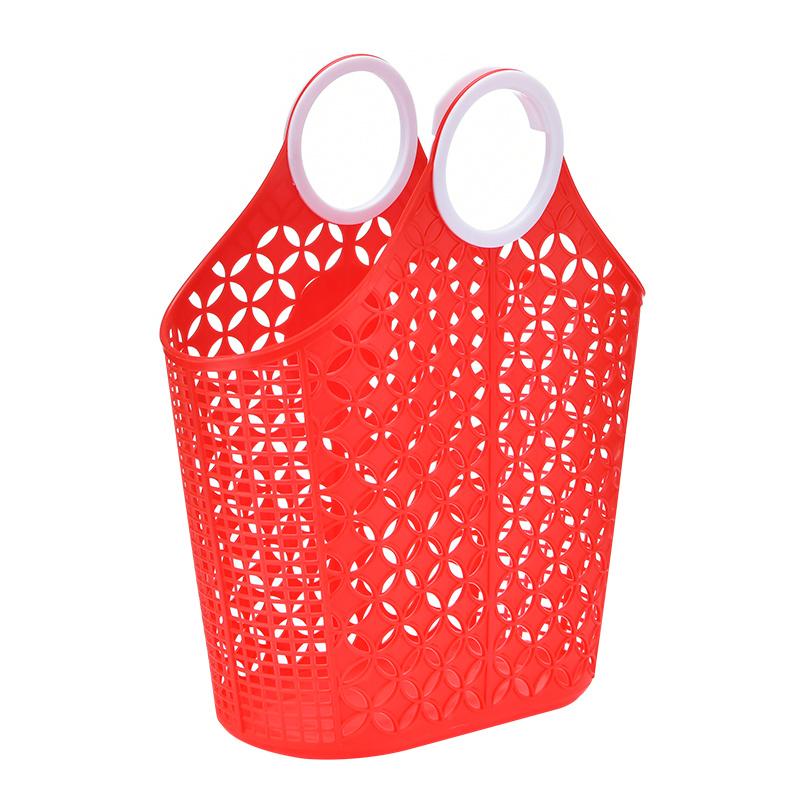 

Портативная корзина для покупок, корзина для продуктов, корзина для ванны, пластиковая корзина для хранения закусок, косметики, туалетных принадлежностей, ящик для хранения, переносная корзина Large red