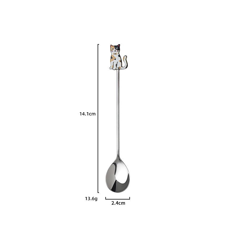 Katzenlöffel aus Edelstahl im japanischen und koreanischen Stil mit hoher Ästhetik, Kaffeelöffel, Dessertlöffel, Honigrührlöffel, winziger Löffel, Kuchenlöffel