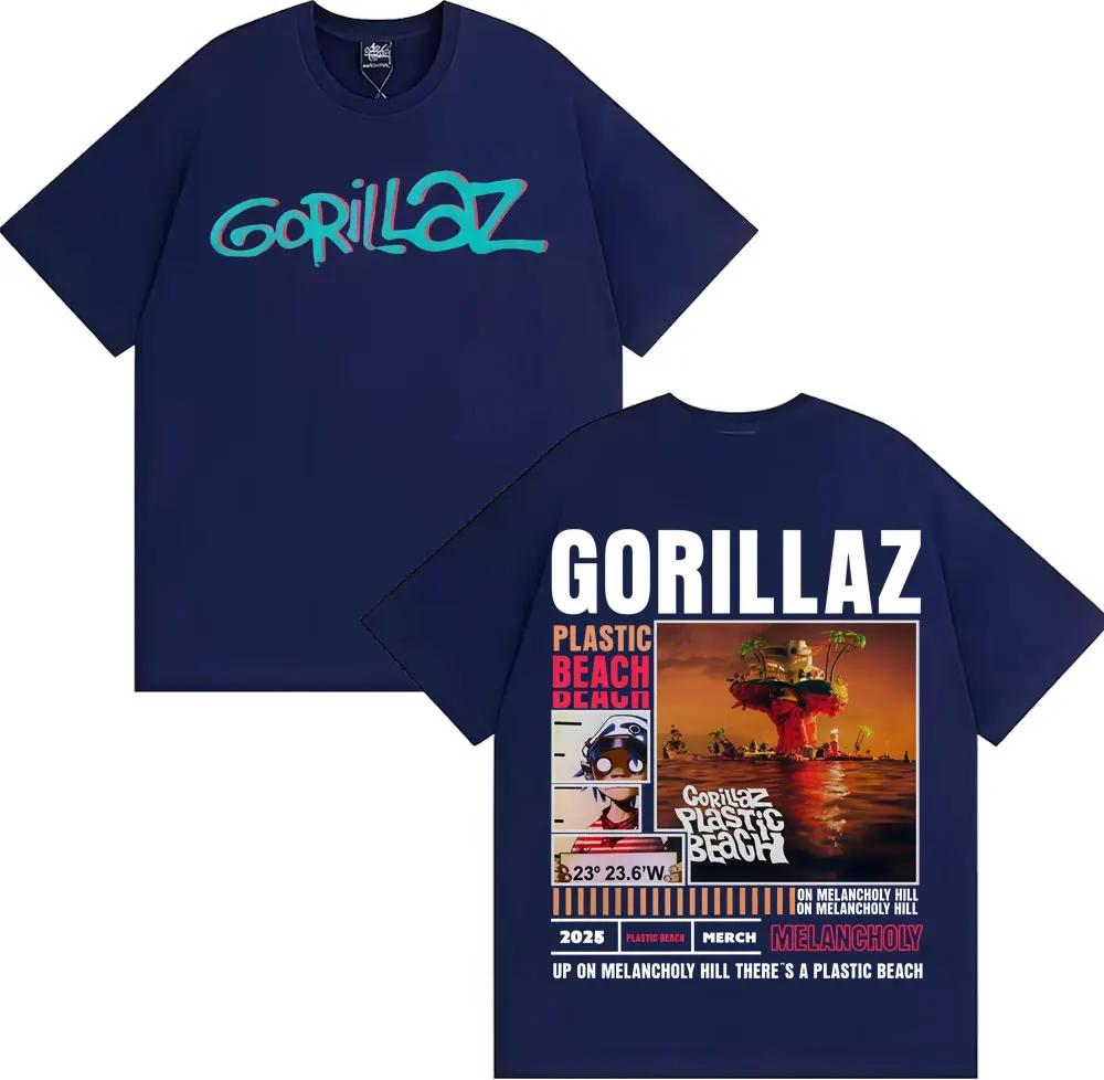 Rock Band Gorillaz Merch T Shirt Men Women Clothing Vintage Fashion Cartoon T-shirts Cotton Casual Oversized T Shirts Streetwear