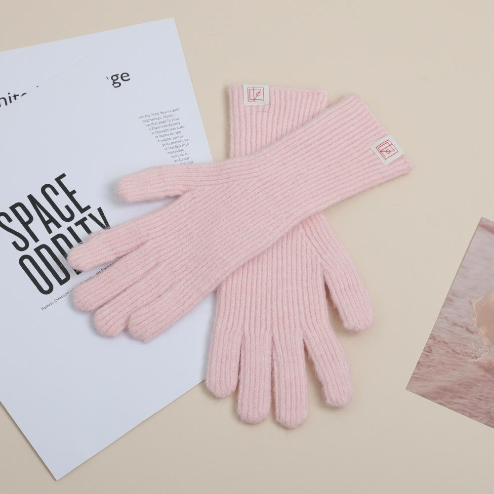 Gants d'Automne et d'Hiver en Laine Vierge pour Femmes En Hiver Doux Coréen Laine Étiquetée Tricotés Chauds et Froids Écran Tactile