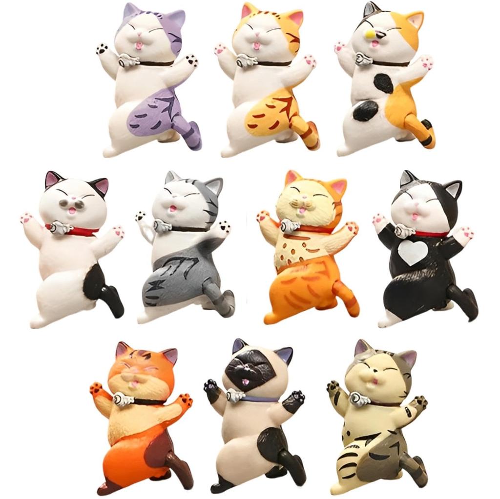 fogman Cat Figurine Mini Miscellaneous Gacha Capsule Gift of 10 Ornament, Figure, Goods, Toy, (Set Cheers)