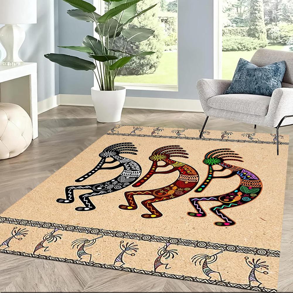 Colorful Kokopelli Dance Floor Mats for Living Room, Bedroom and Room Decoration Are Suitable for Gifts.