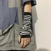 1 Double Winter Warm Long Sleeves Gloves for Men Women Fingerless Stripe Hip-Hop Knitted Elbow Mittens Elastic Outdoor Warmer Arm