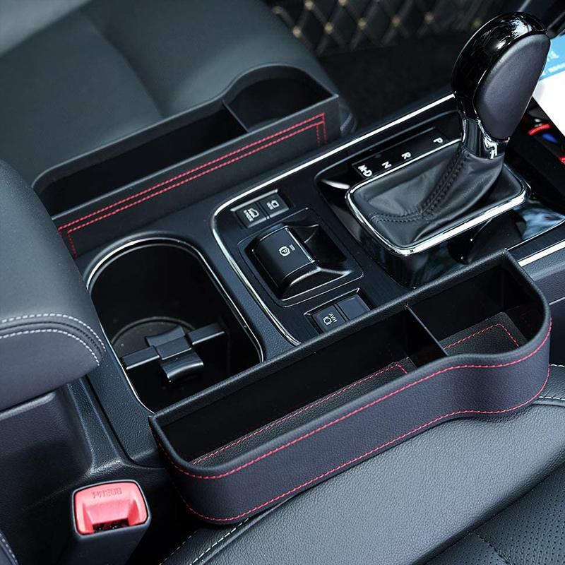 Leather Car Cup Holder Seat Side Pockets Storage Holder Auto Seat Gap Crevice Storage Organizer Box Auto Interior Accessories