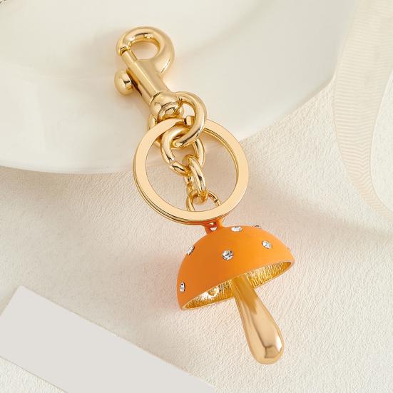 Keychain Mushroom Shape Fade-Resistant Alloy Keyring Backpack Key Holder Women Bags Cars Keys Decoration