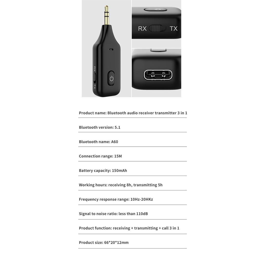 Car Audio Adapter Transmitter Music Receiver Wireless Extender Speaker With Built-In Microphone Hand Free Calling 3.5MM Port