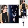 Stylish Womens Fox Charm Sweater Chain Necklace With Sparkling Crystal Accents And Alloy Material