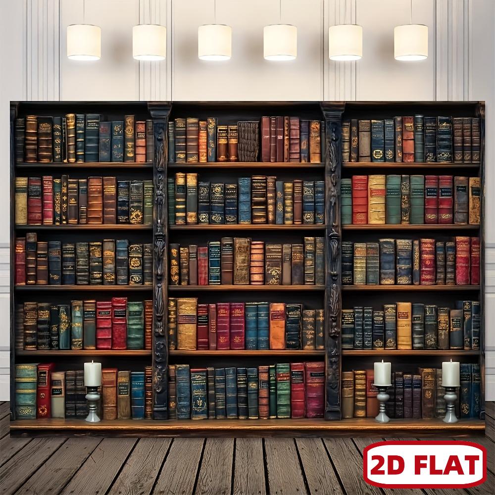 1Pcs Vintage Bookshelf Library Study Room Decoration Background School Backdrop Decorations For Photo Studio Photo Booth Party