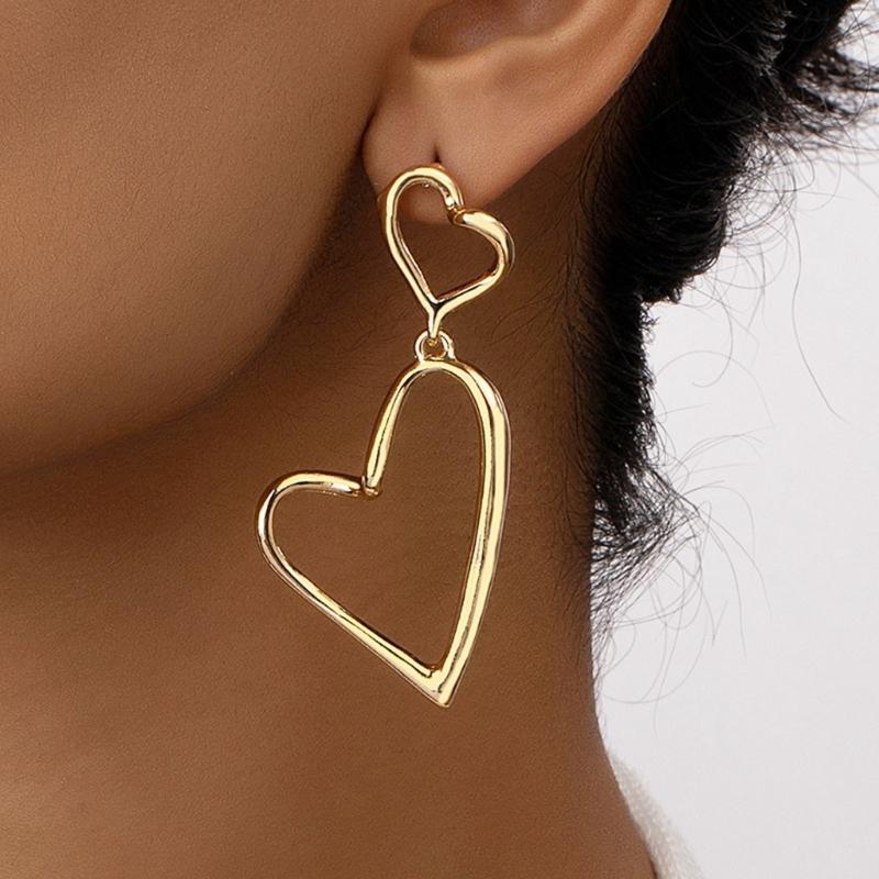 Vintage Double Love-heart Earrings Personality Earrings Retro French Style High Graded Ear Jewelry Valentines Gift