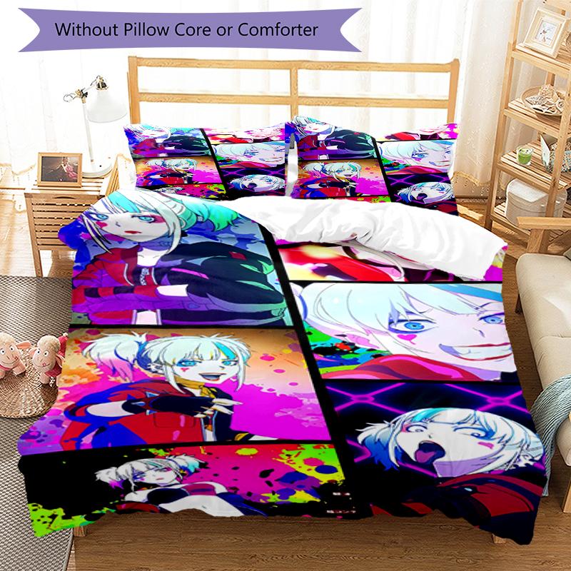 3pcs Harley Quinn Bedding Set Duvet Cover Closure Includes 1 Duvet Cover & 2 Pillowcases, Soft and Comfortable for All Seasons.