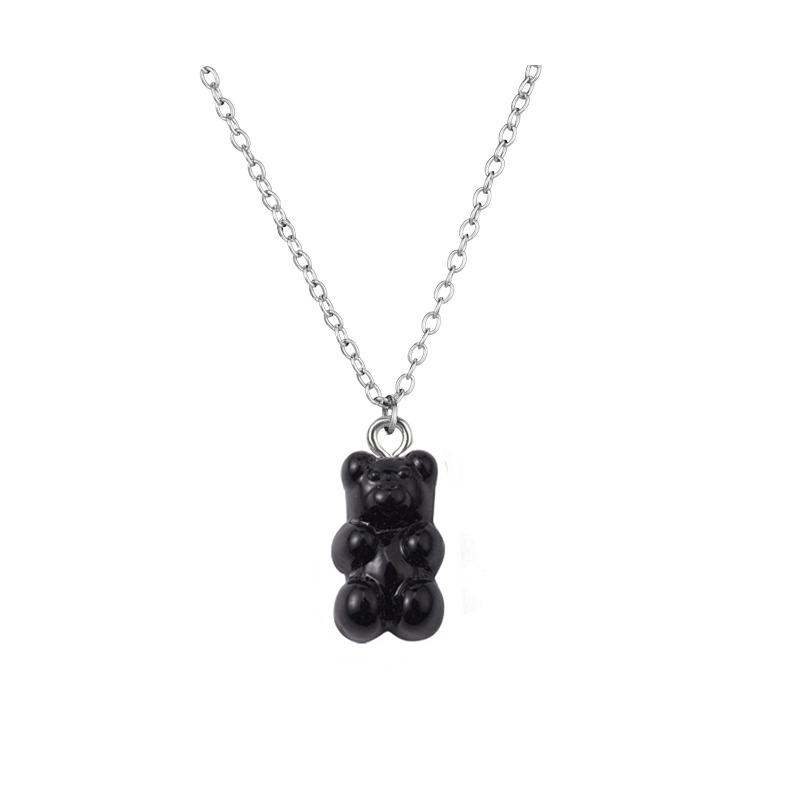 Handmade 11 Colors Candy Cartoon Bear Chokers Chain Necklaces Cute Jelly Pendant For Women&Girl Daily Jewelry Party Gifts