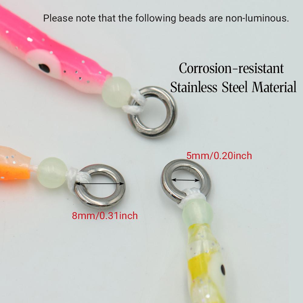 3 buc. Fuste moi calmar care luminează în întuneric, nălucă cu 2 cârlige asist pentru jigging cu prezentare lentă, momeală pentru trolling pescuit în apă sărată (Trandafir Portocaliu Alb)