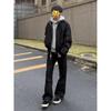 Men's Black MA1 Bomber Jacket - Autumn Streetwear Cool Lapel Short Silhouette Baseball Outerwear.