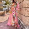 Women Elegant Printed Dress Women's Dress Pullover Elegant High Waist Fashion Print Chiffon Dress