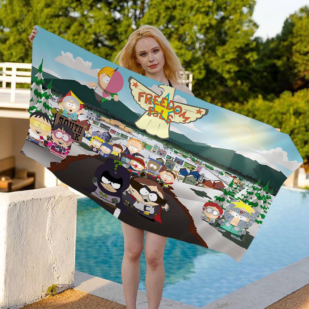 Classic animation S-South Cartoon Park Microfiber Blanket Quick Drying Beach Towels Oversized Printing Super Absorbent Pool
