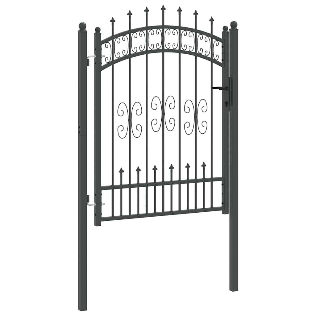 KAMPEN Fence Gate with Spear Top Design 103 X 175 Cm Steel Gray