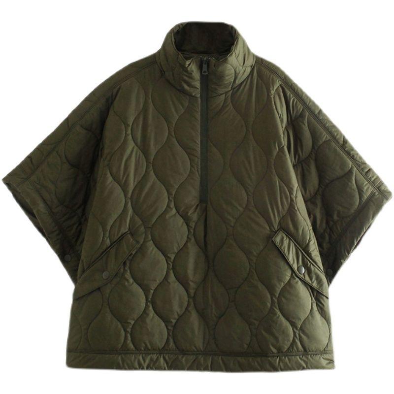 Araltay New Western Style Women Clothes Waterproof Half Zipper Cape Coat Stand Collar Warm Cotton-Padded Coat Cotton-padded Jacket
