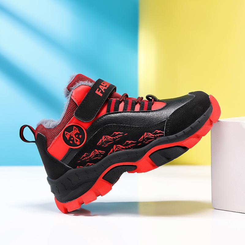 Winter Kid's Snow Boots with Plush Anti Slip Wolf Claws Hiking Cotton Shoes